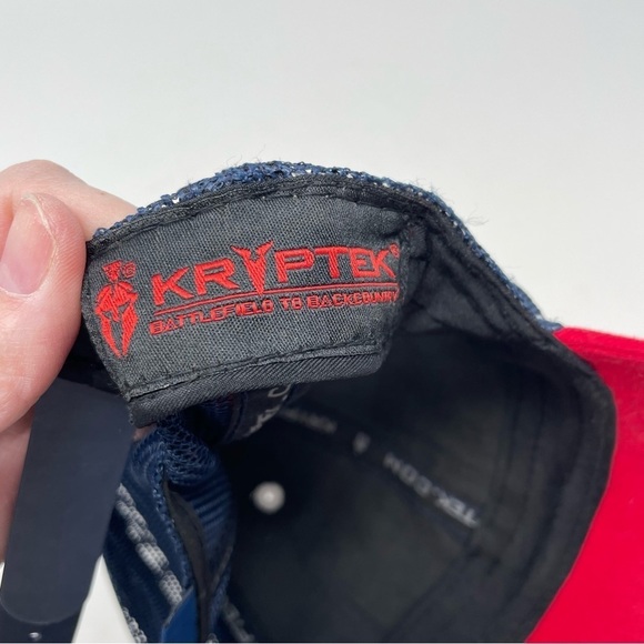 Kyrptek Red and Blue Snakeskin USA Trucker SnapBack Hat - Picture 7 of 8